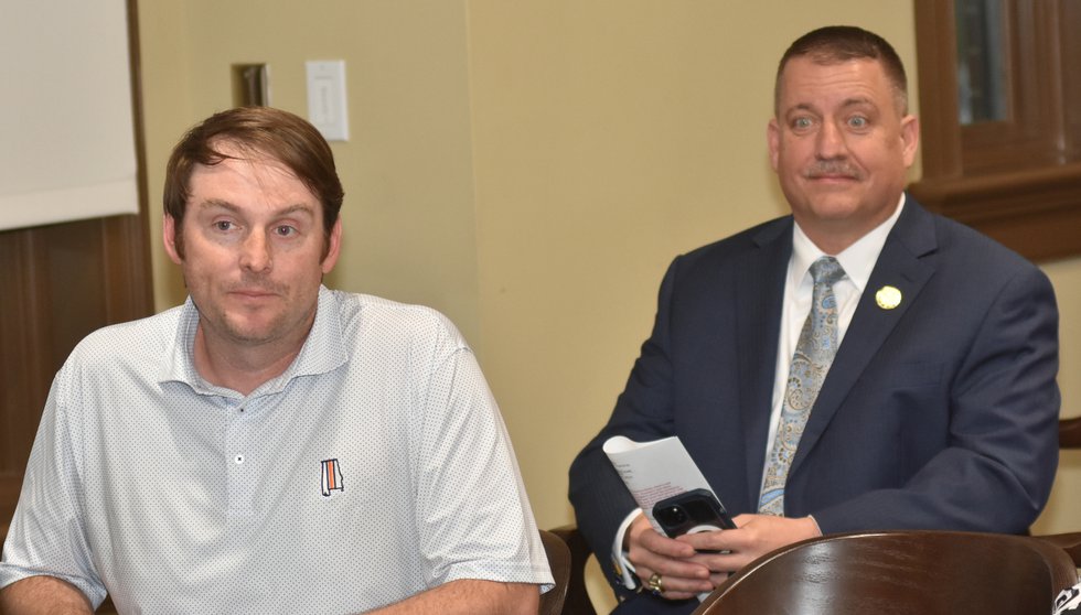 4-8-2024 Architect Adam Kent speaks to council as Fire Chief Chris Mullins, right, looks on.jpg